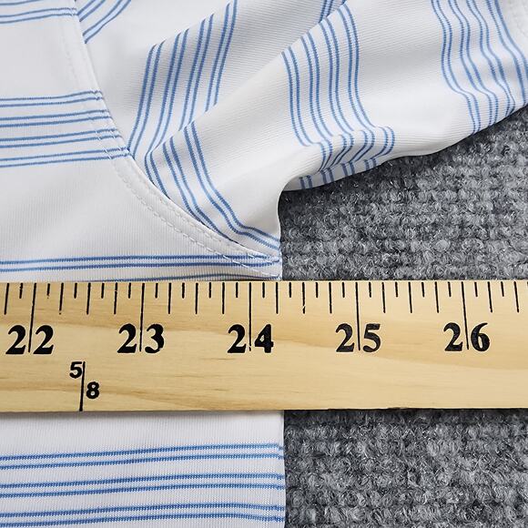 Nike Golf Shirt Mens XL White Blue Striped Active Tour Performance Polo Seaview - Picture 5 of 16